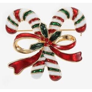 Monet Jewelry Candy Cane Multi Color Glass Pin